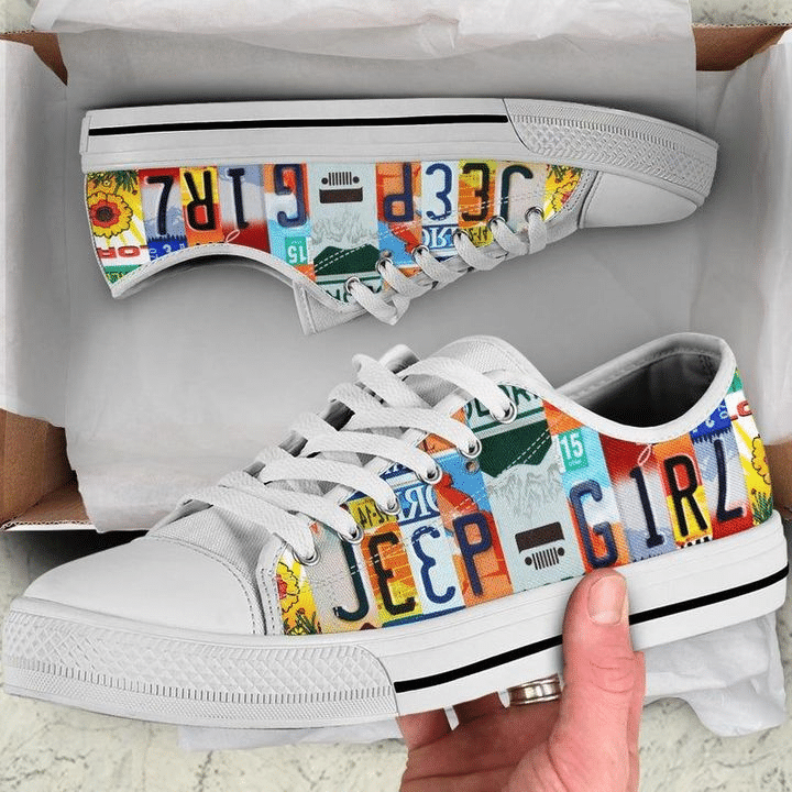 Homesizy Homesizy Jeep Girl Custom License Plate Low Top Shoes Sneakers Pn206408Sb