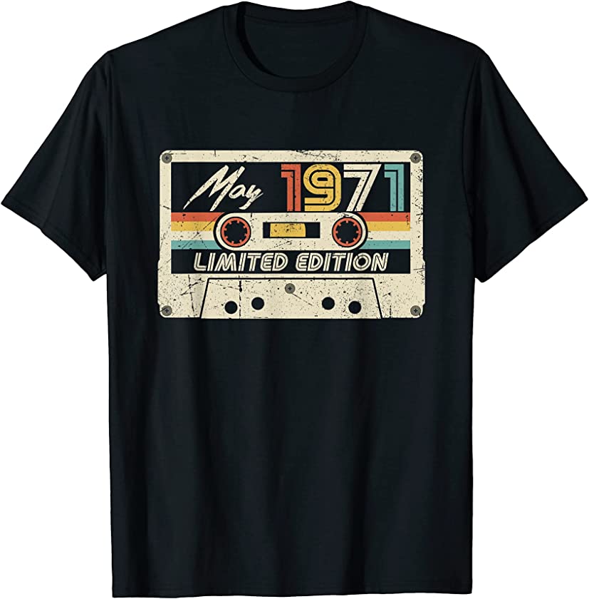 Vintage May 1971 49th birthday Retro Cassette Tape T-Shirt