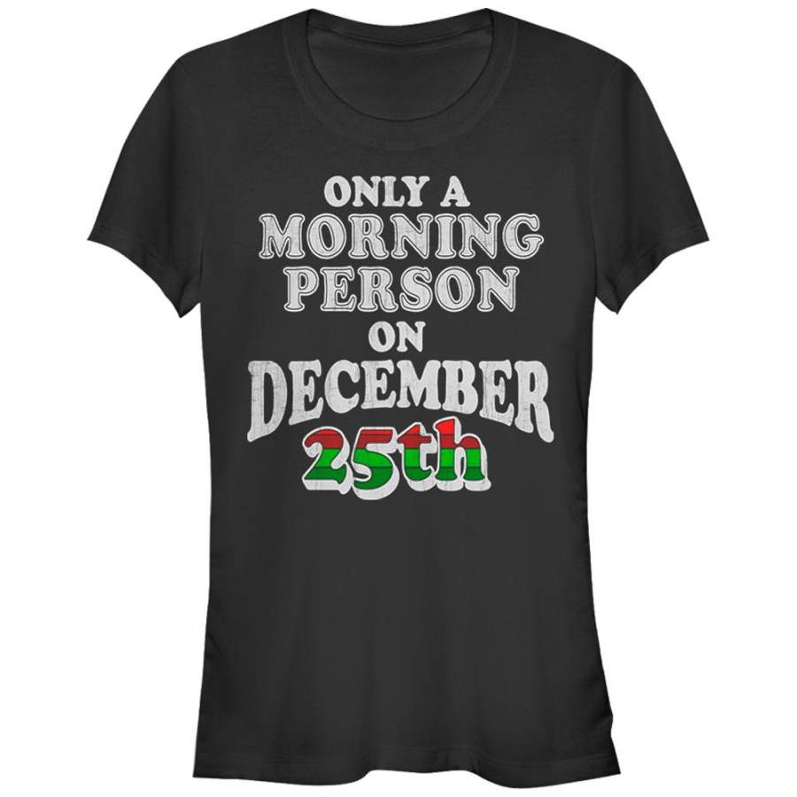 Lost Gods Junior’s Christmas Morning Person  T Shirt Black S