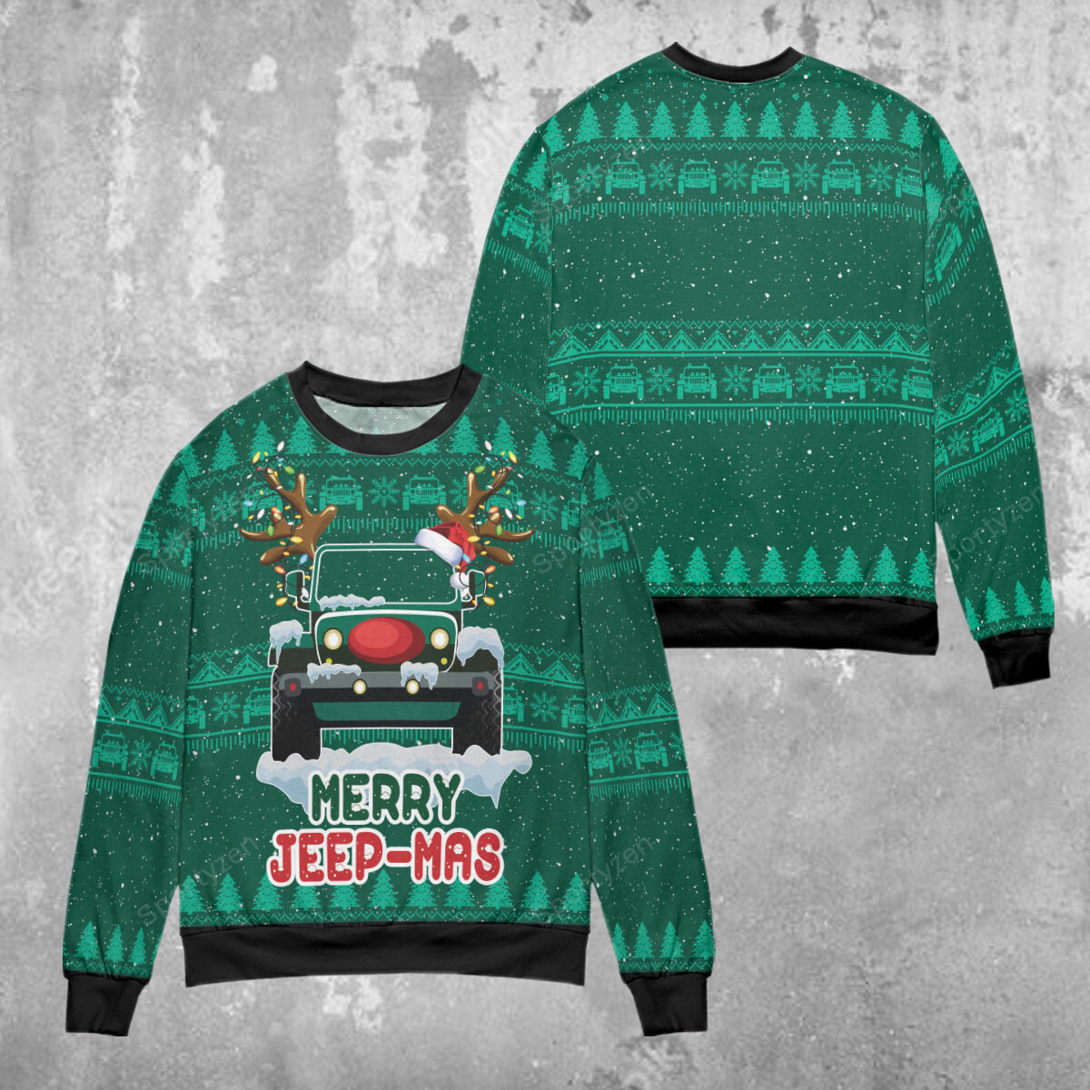 Merry Jeep-Mas Green Sweater #191121H