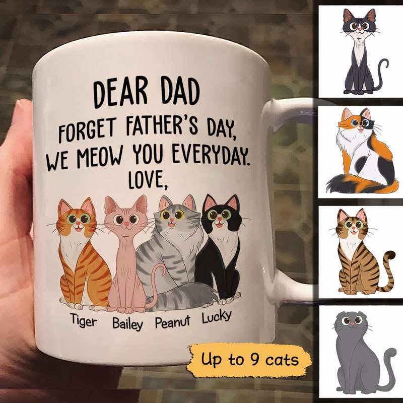 Forget Father‘S Day Sitting Cartoon Cats Love You Gift For Cat Dad Personalized Mug