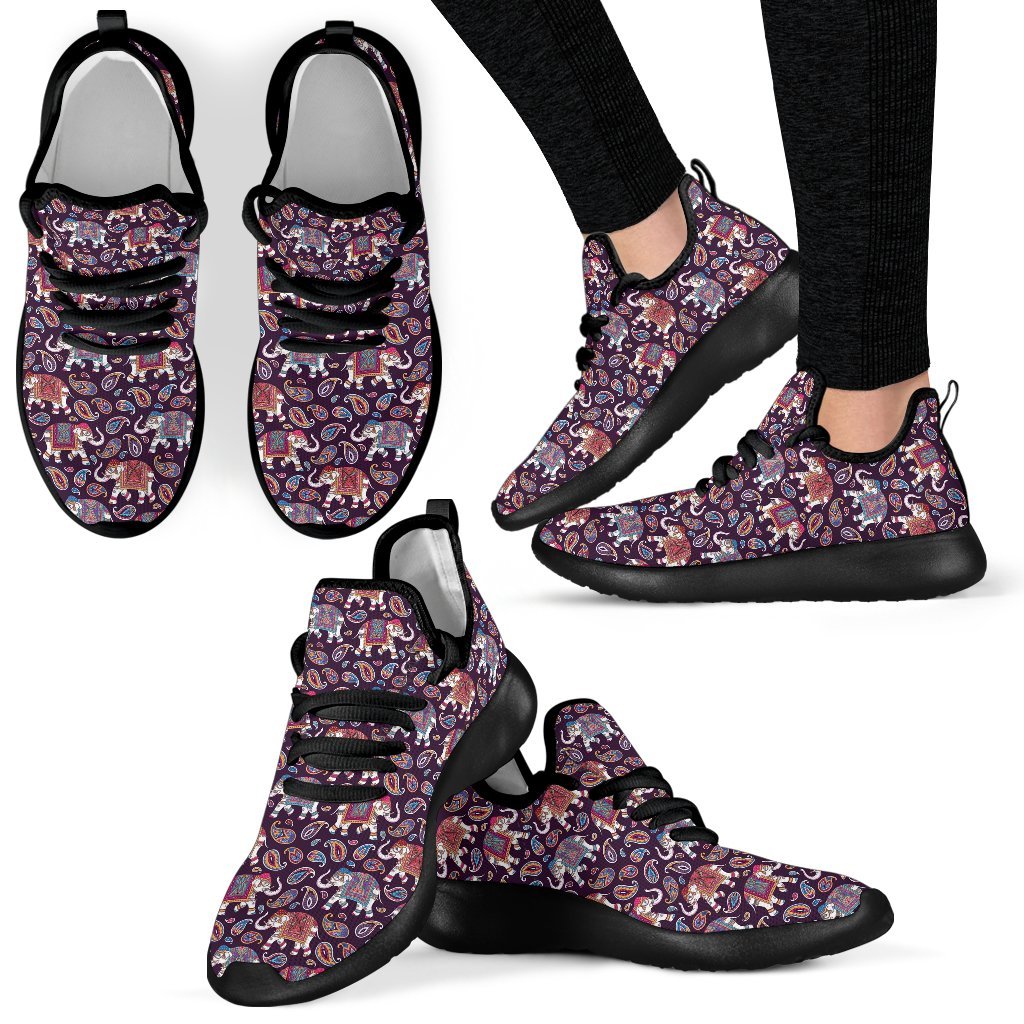 Paisleys Elephant Print Men Women Knit Sneaker