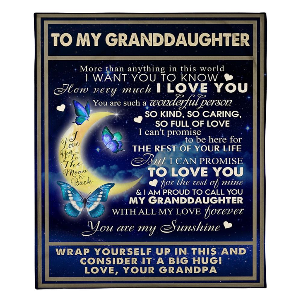 To My Granddaughter Sunshine Fleece Blanket Family Gift Home Decor Bedding Couch Sofa Soft And Comfy Cozy