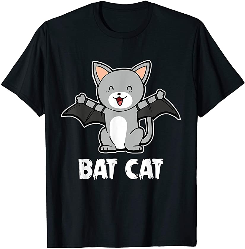 Bat Cat Halloween Costume Vampire Funny Kitten Cats Lover T-Shirt