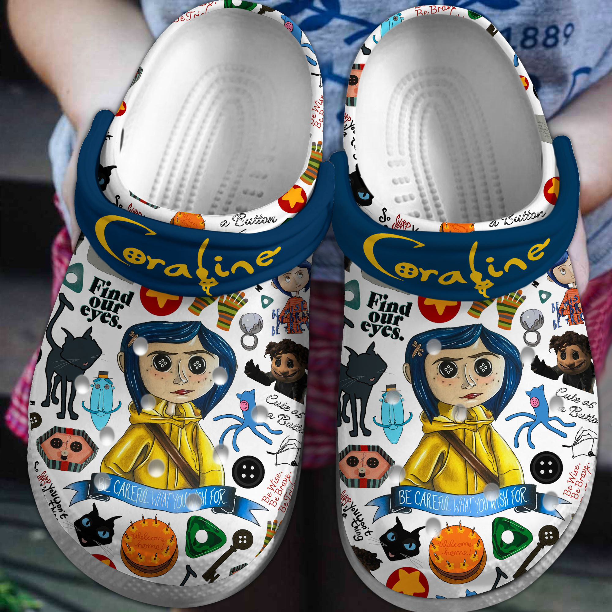 Coraline Movie Crocs Crocband Clogs Shoes Comfortable For Men Women and Kids