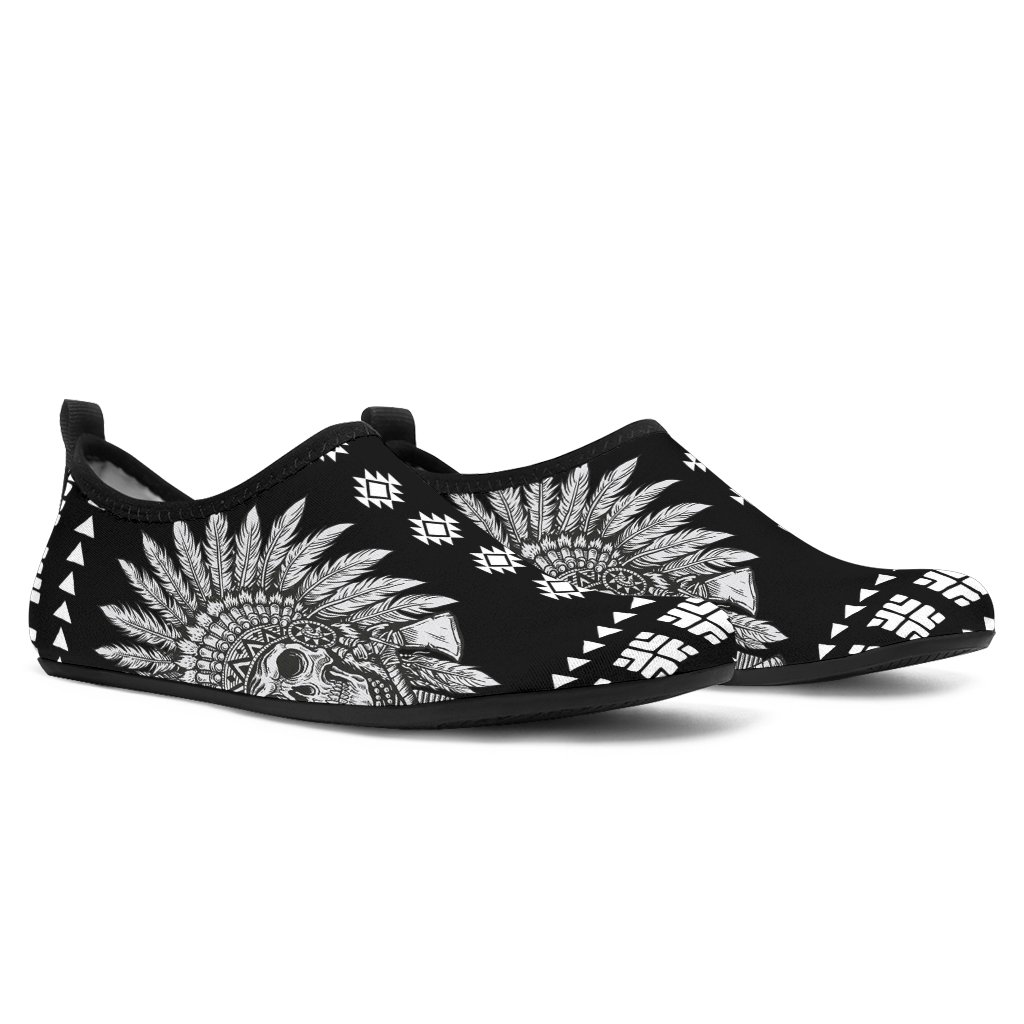 Native American Indian Skull Aqua Water Shoes TattoosCafe