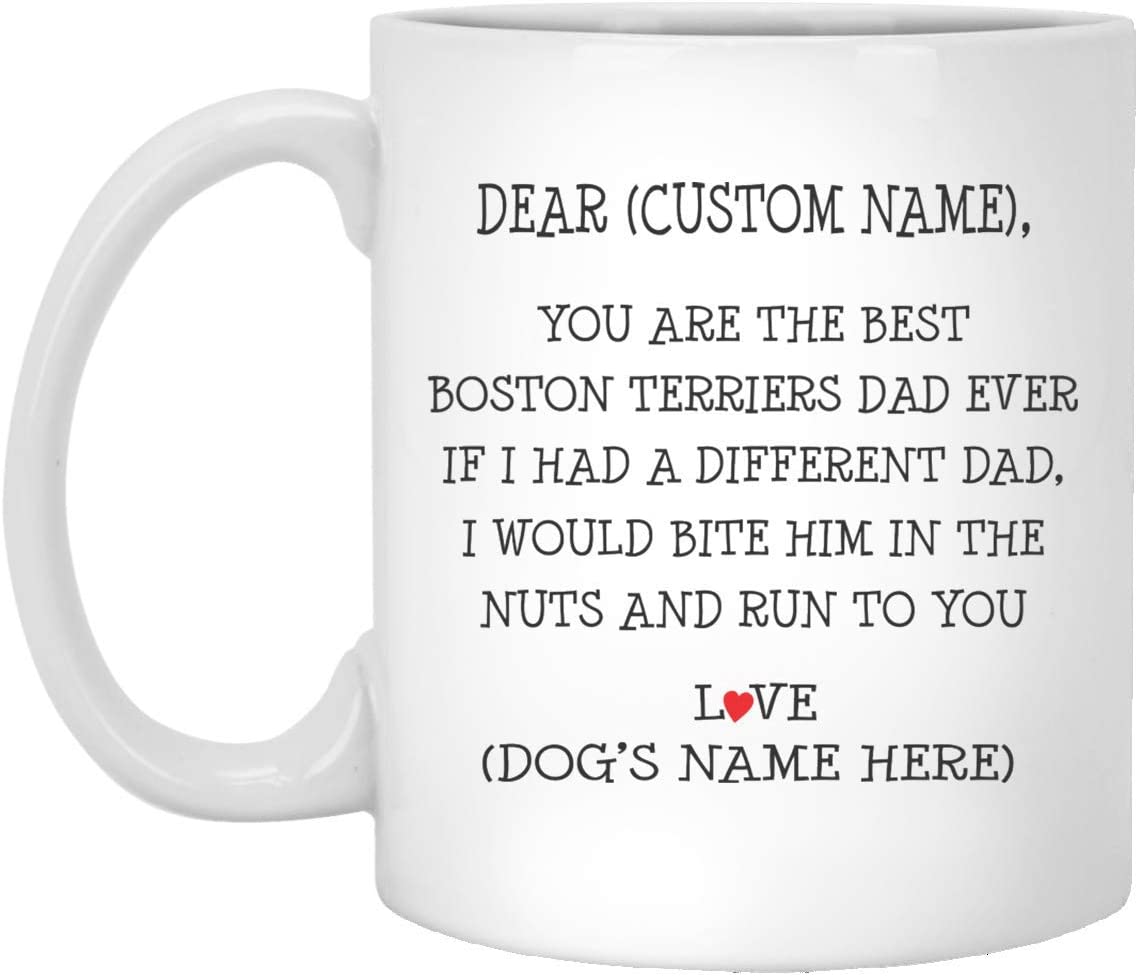 Boston Terriers Gifts For Men, Best Boston Terriers Dad Ever, Personalized Boston Terriers Mug, Boston Terriers Dad Mug, Gifts For Father Day