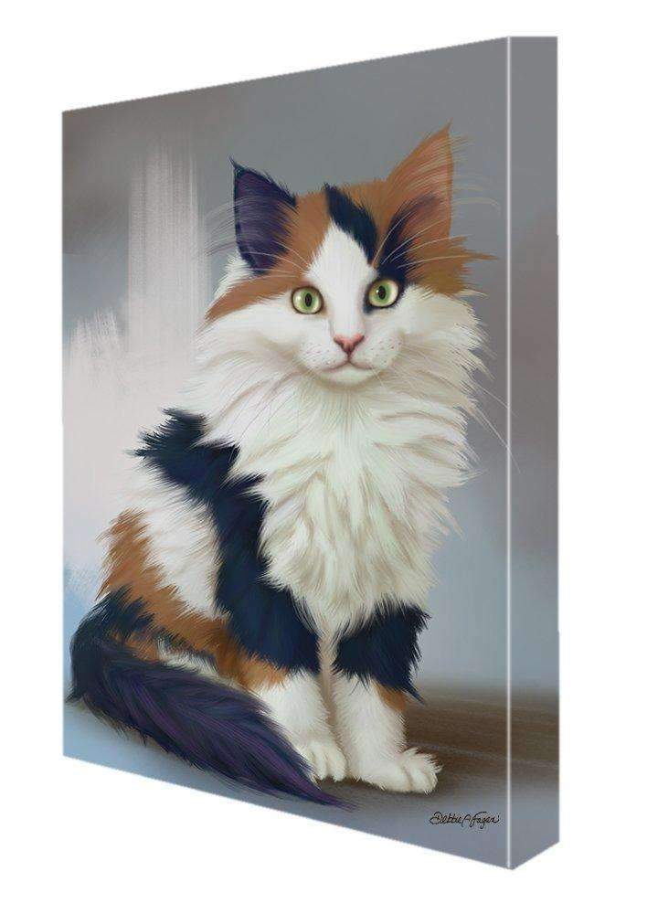 Calico Kitten Cat Painting Printed On Canvas Wall Art Signed