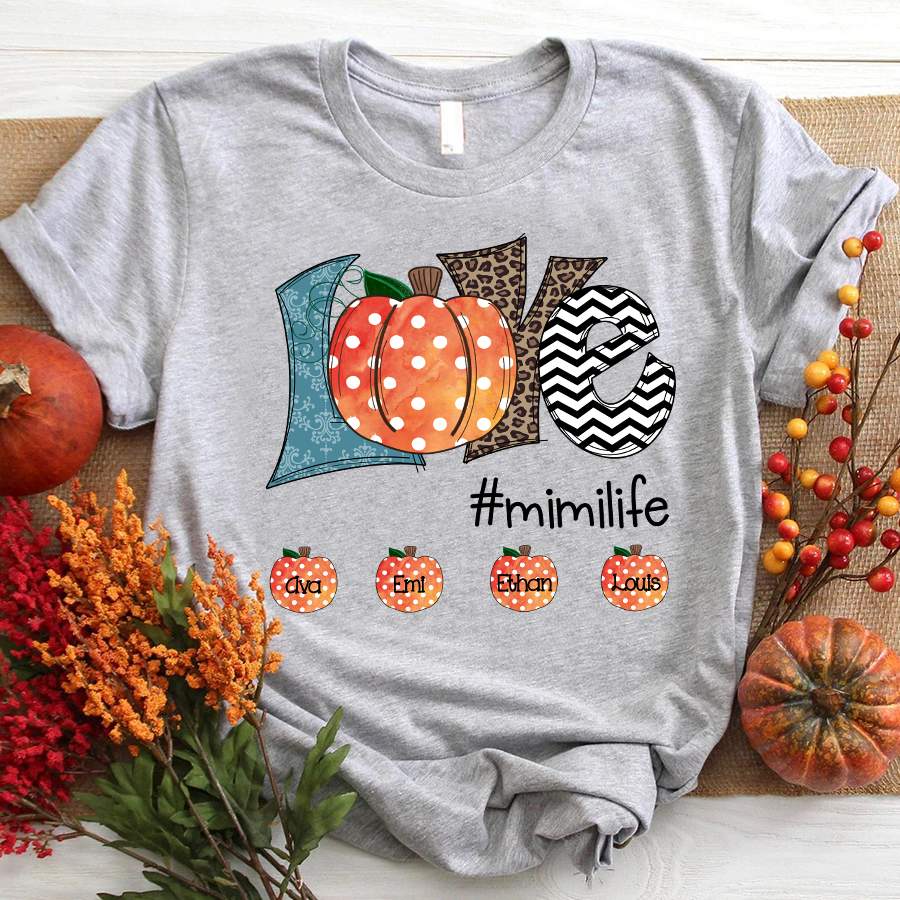 Personalized Love Mimilife Pumpkin Kids Names Shirt