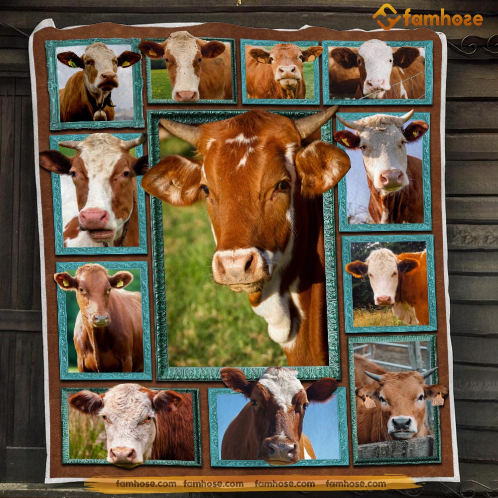 Cow Blanket, Cow In The Field Together Cow Fleece Blanket – Sherpa Blanket Gift For Cow Lover