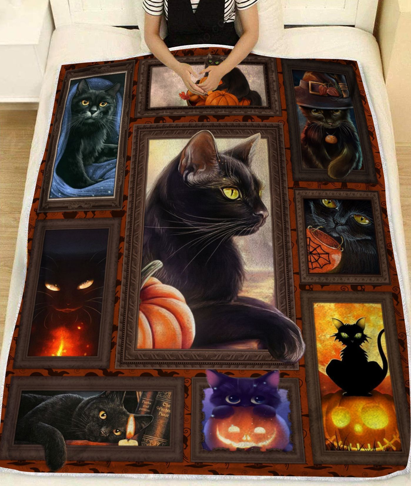 3d Black Cat Halloween Fleece Blanket Print 3D, Unisex, Kid, Adult