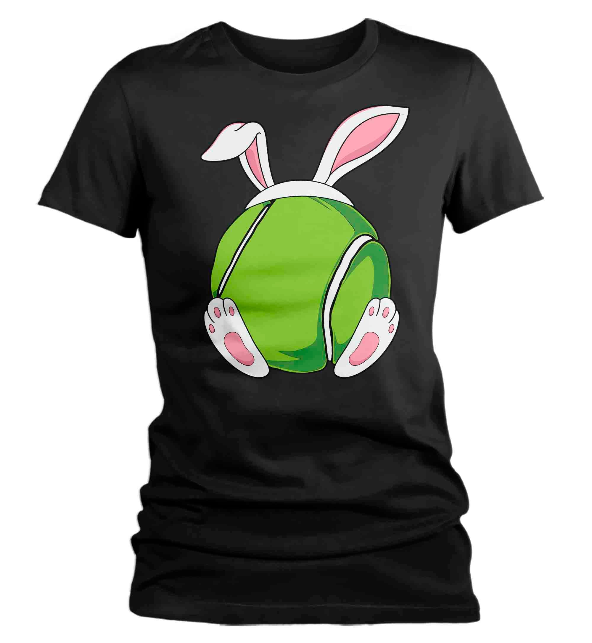 Women’S Funny Easter T Shirt Tennis Ball Bunny Shirt Rabbit Ears Feet Tennis Coach Gym Teacher Tshirt Gift Easter Tee Ladies Woman