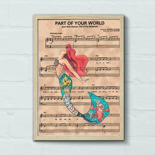 The Little Mermaid Part Of Your World Music Home Living Room Wall Decor Vertical Poster Canvas