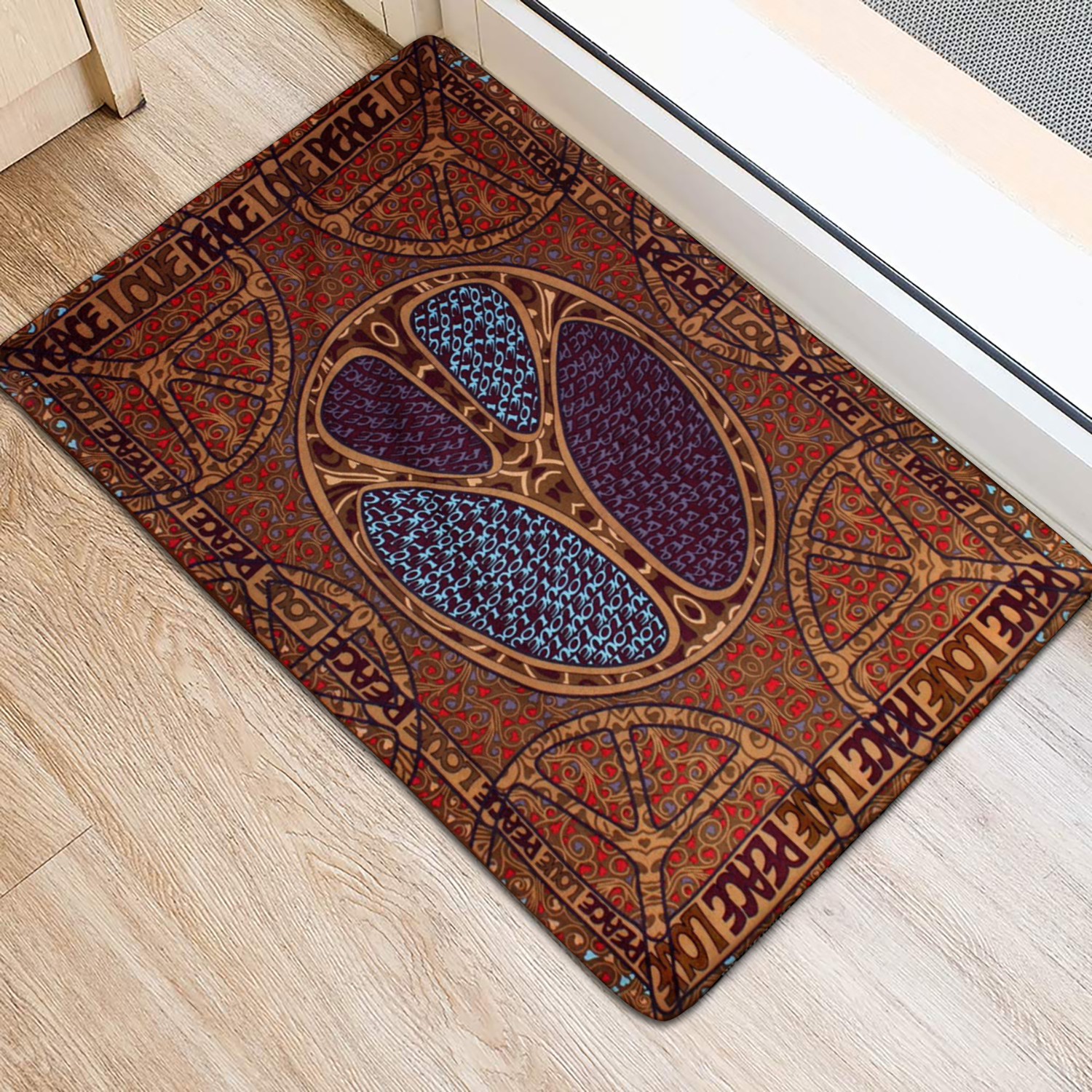 Peace Love Hippie Doormat All Over Print