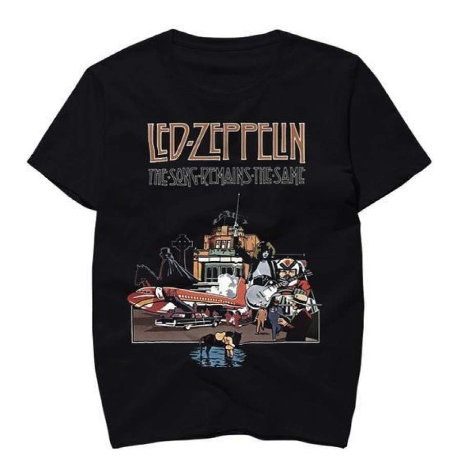 YPS Men’s Fashion T-Shirt  Led Zeppelin Jimmy Page   Punk Rock Short Sleeve T Shirts Casual Summer  Dress Printed Tops