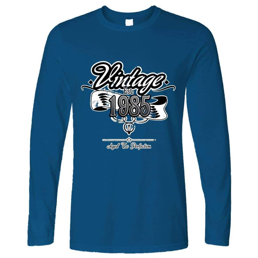 Birthday Long Sleeve Vintage Est. 1985 Aged To Perfection T-Shirt