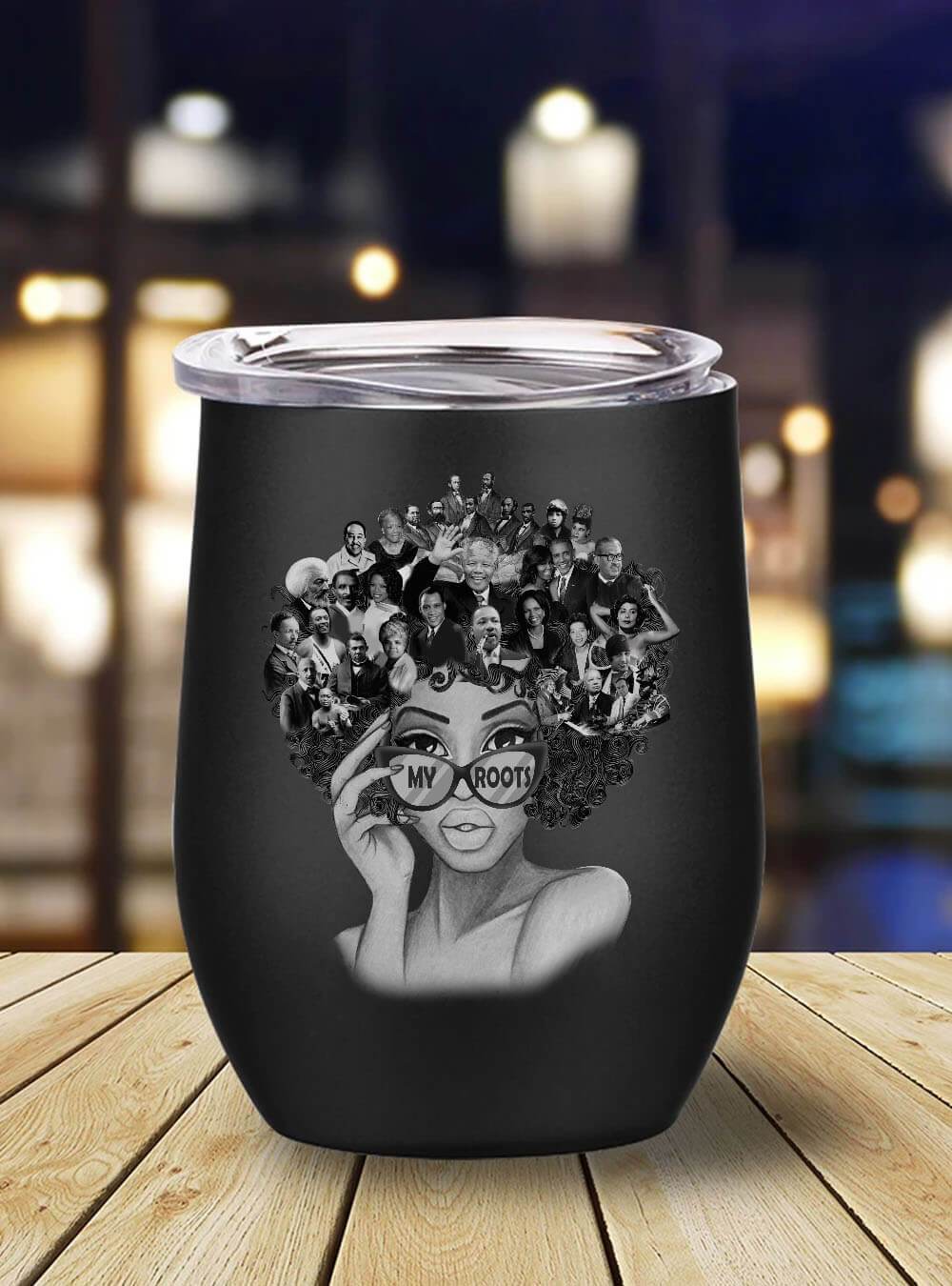 African American Wine Tumbler 12oz My Roots Afrocentric Mug Stainless Steel Black History Month Gift Ideas BPS1239