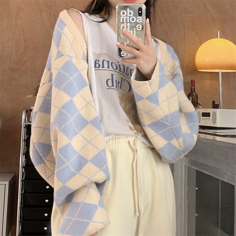 Sweater Coat Women’s Autumn And Winter 2022 New Korean Version Of Retro Loose-fitting Short Knitted Cardigan Y2k Linge alx