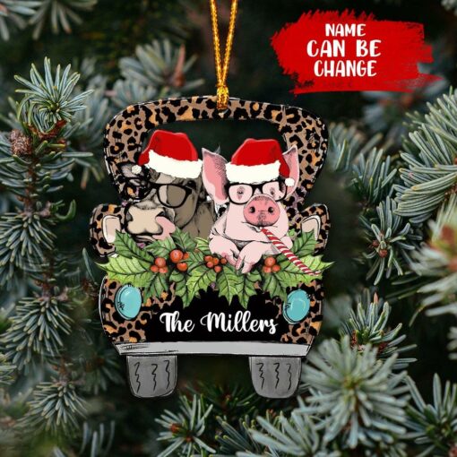 Personalized Christmas Farm Animals Truck Ornament, Christmas Decoration, 3D Ornament