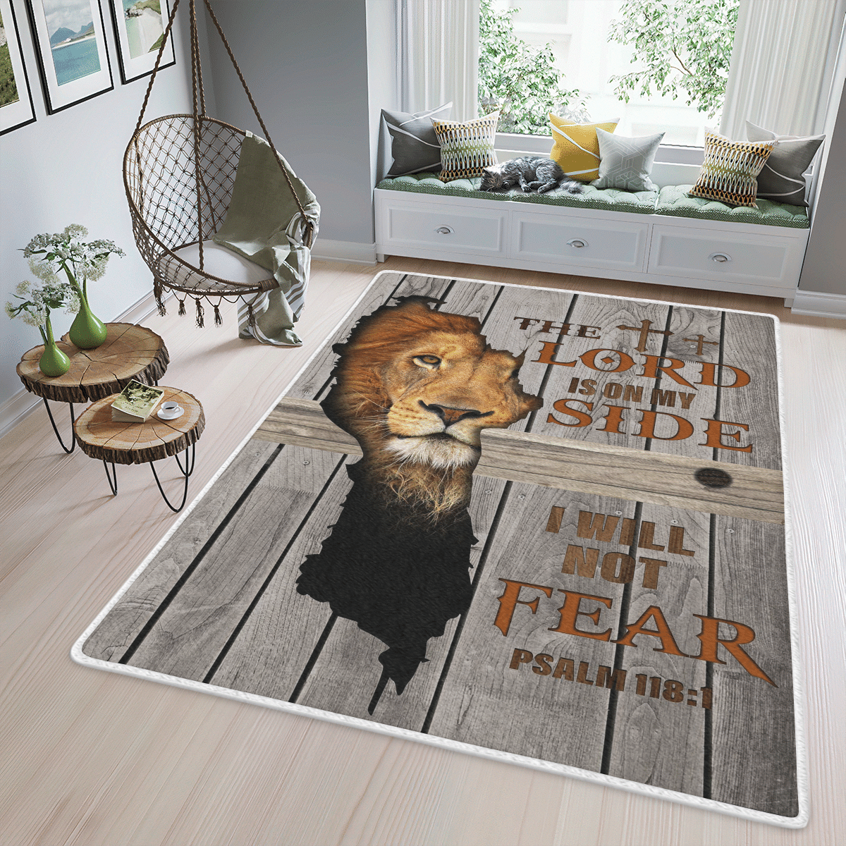 Wooni The Lord Is On My Side, I Will Not Fear – Lion Area Rug, Rectangle Rug Wn15032225