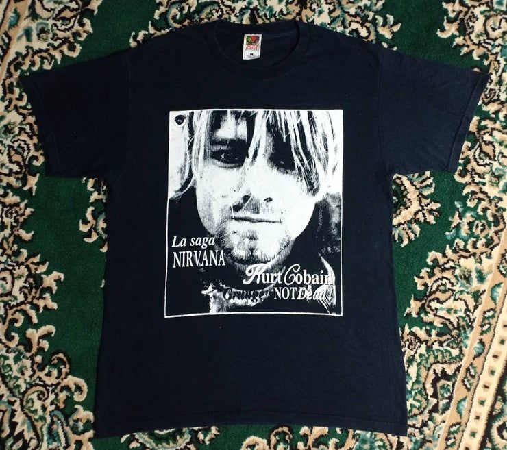 Vintage 90 S Nirvana Grunge Not Dead Kurt Cobain Memorial Fotl W21 L28 Marilyn Manson Metallica Kurt Cobain Bush Soundgarden Shirt