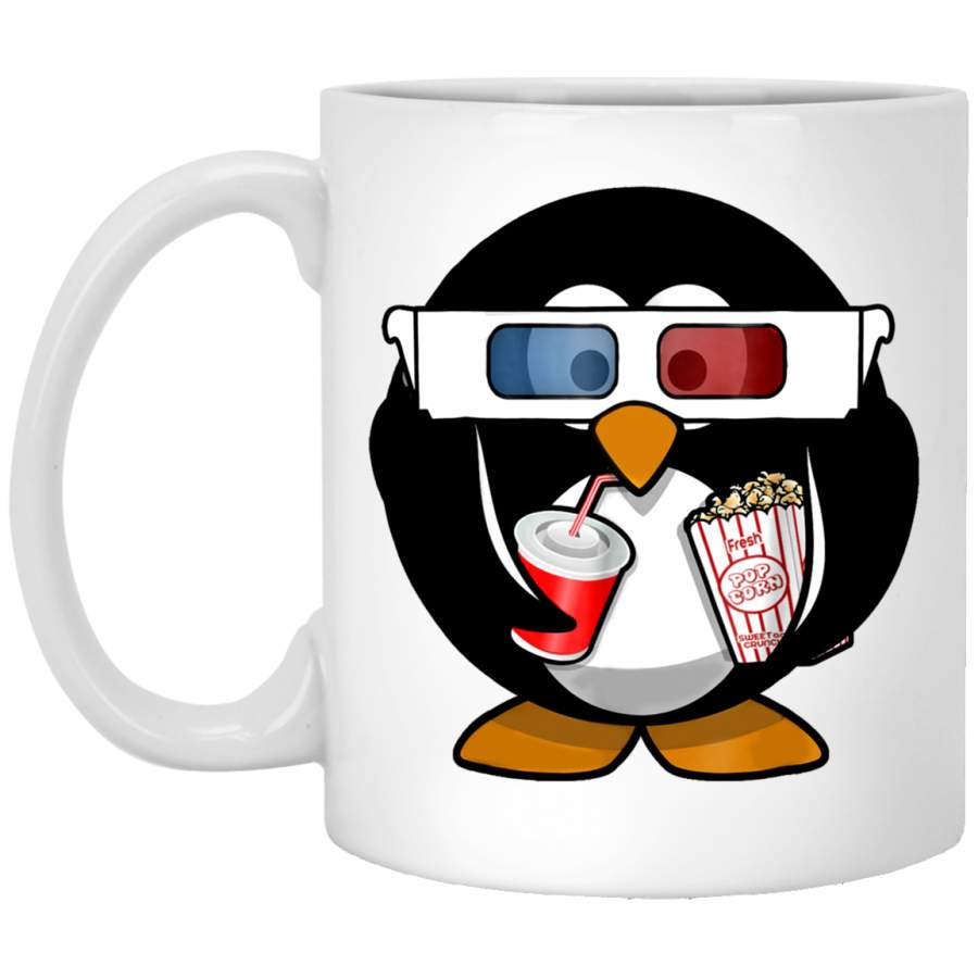 Movie Night Cinema Penguin – cute animal White Mug