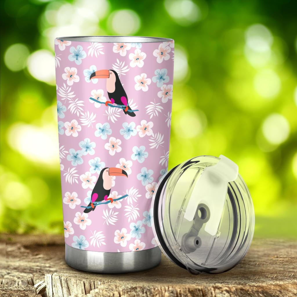 Beautiful Toucan Flower Leaves Tumbler