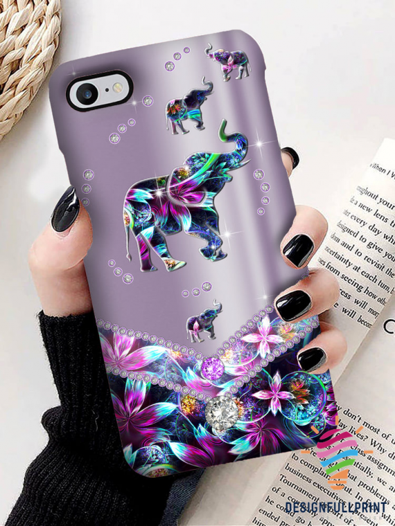 Gift For Elephant Lover Purple Hologram Elephant Phone Case  Chm