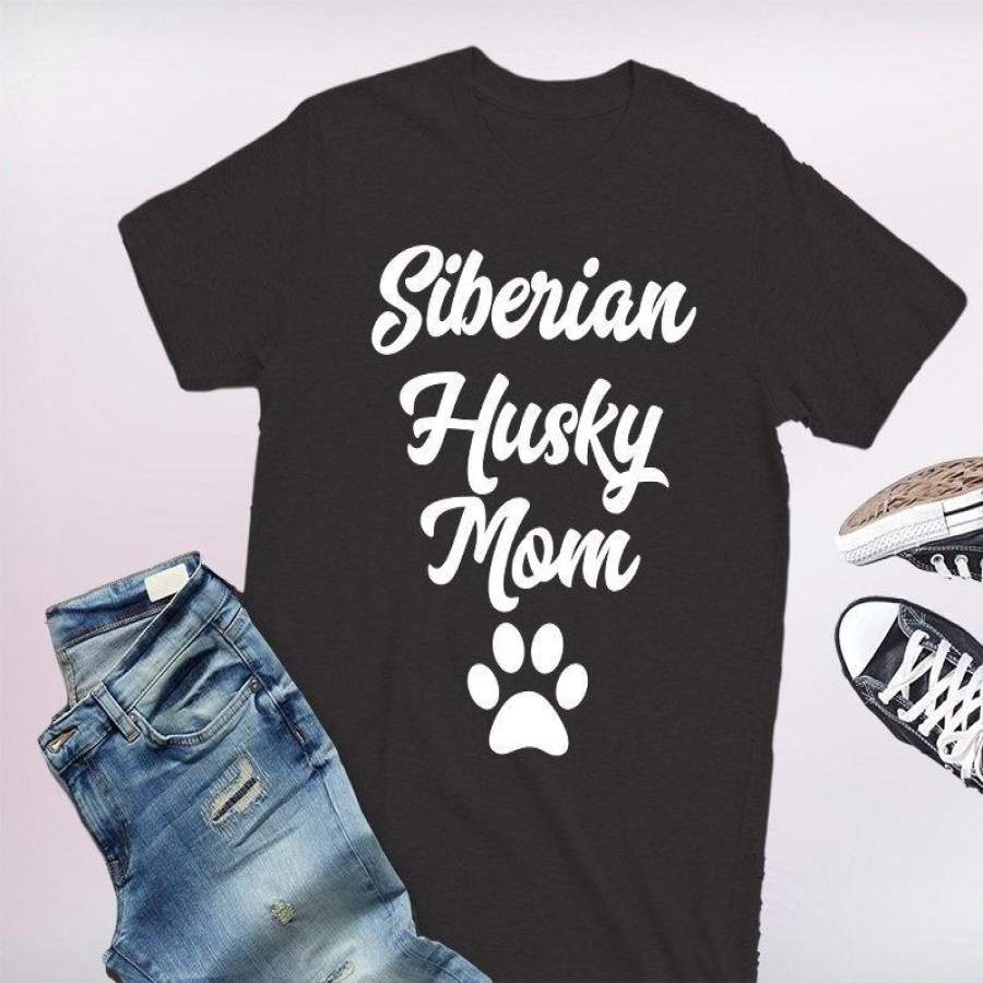 Siberian Husky Mom Letter Cotton T Shirt For Women Casual Tee Shirt Homme Tee Tops