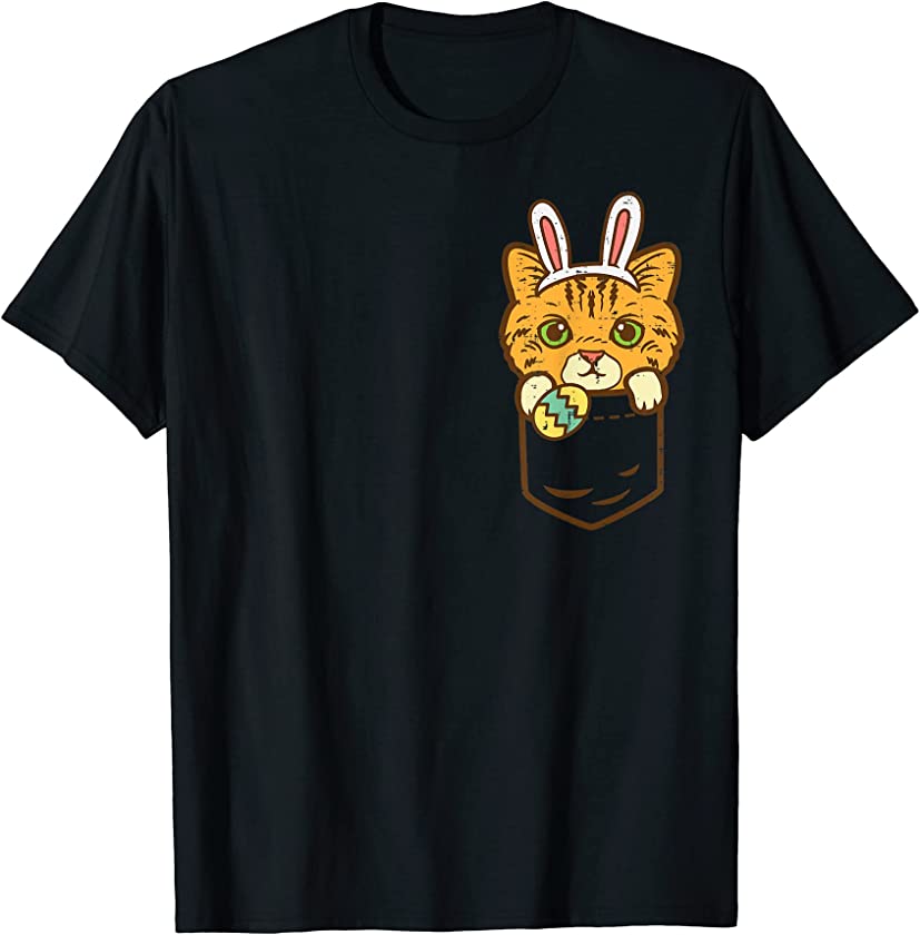 Pocket Easter Kitten Bunny Cat Lover Owner Men Women Kids T-Shirt