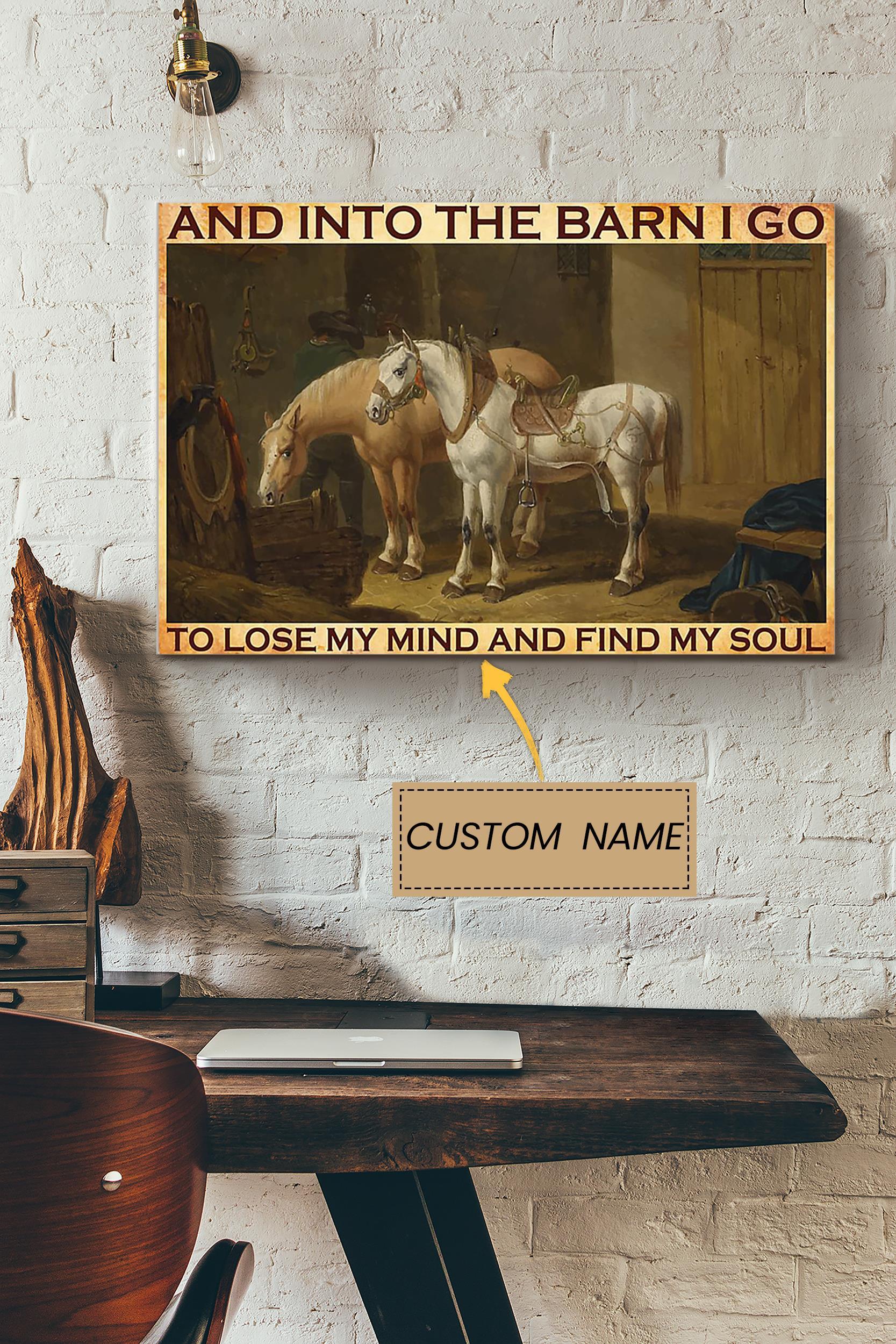 To The Barn Cowgirl Find Soul Poster – Animal Wall Art – Gift For Horse Lover Horse Rider Cowboy Farmhouse Decor Poster