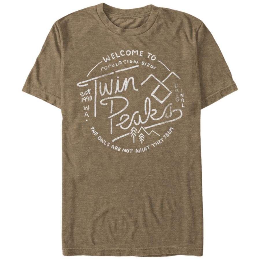 Twin Peaks Men’s Welcome Sign  T Shirt Mocha Heather