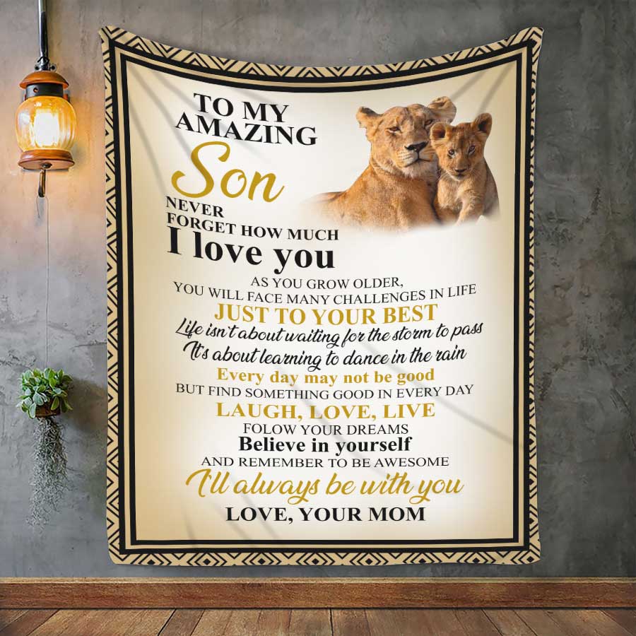 To My Son From Mom Lion Blanket