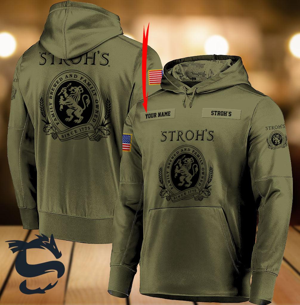 Personalized Military Green Stroh’S Beer Hoodie & Zip Hoodie