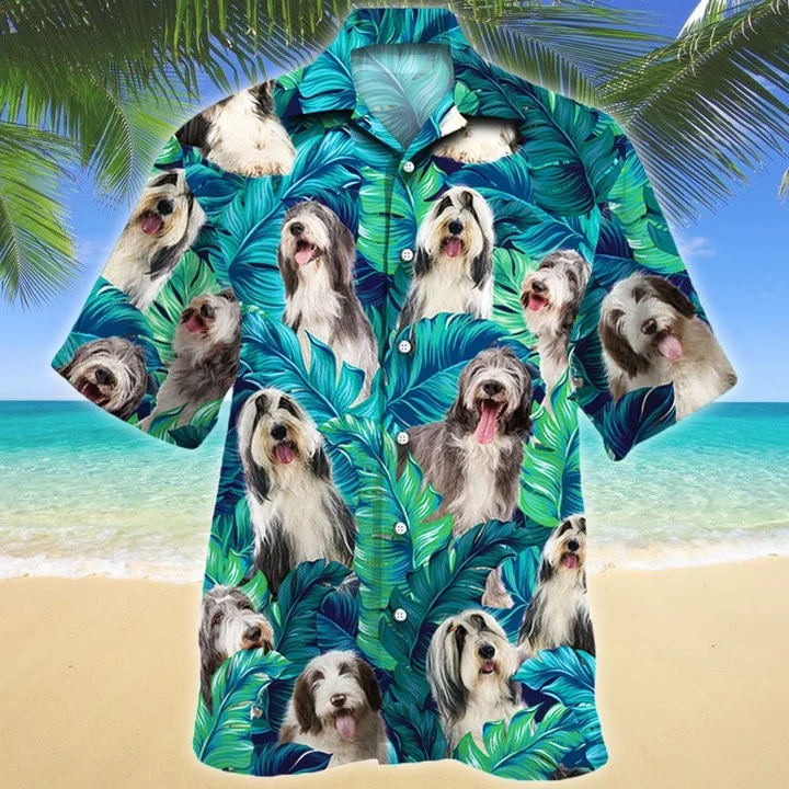 Bearded Collie Dog Lovers Gift Summer Beach Palm Tree Pattern Hawaii Shirt Ha50754