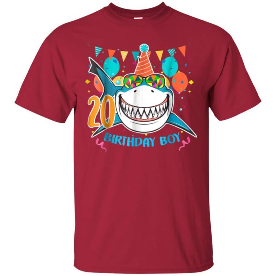 AGR Shark 20 Years Old  20th Birthday Gift Funny For Boy Shirt Jaq T-shirt