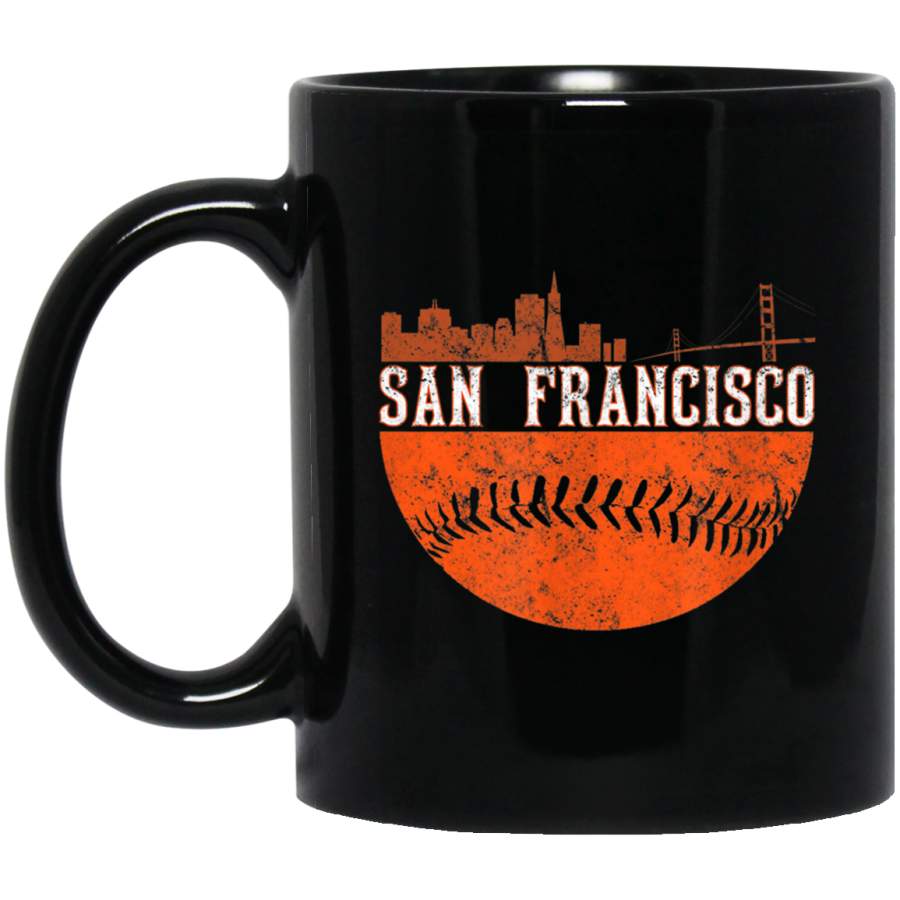 Downtown San Francisco CA Vintage Skyline Baseball Mug