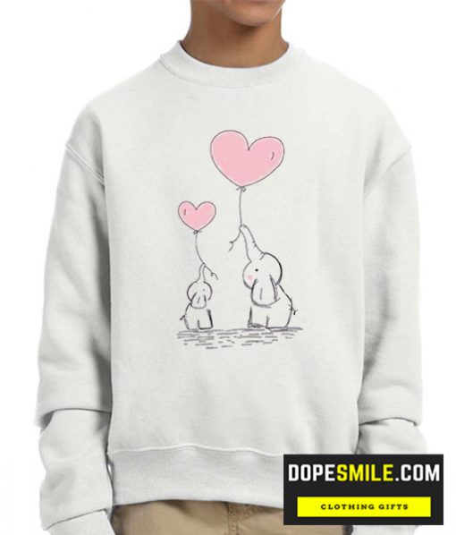 Elephant With Heart Cool  Sweatshirt