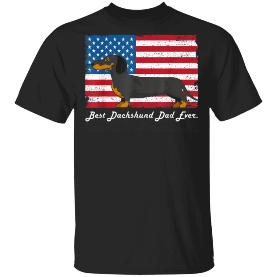 Mens Dachshund Dog Dad Ever American Flag Dog Lover Gift TShirt