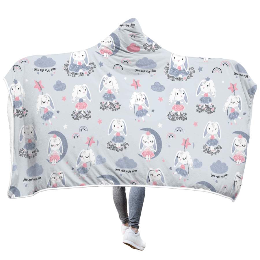 White Rabbit You Are My Star Custom Hooded Blanket