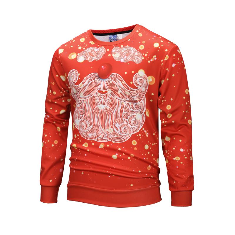 Christmas Sweatshirts – Red Santa Moustache Striped Pattern Icon 3D Sweatshirt