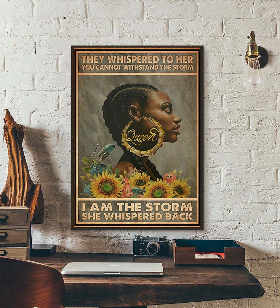 They Whispered To Her You Cannot Withstand The Storm I Am The Storm She Whispered Back Poster, Black Woman Art, Black Queen Canvas And Poster, Canvas Painting, Wall Decor Visual Art