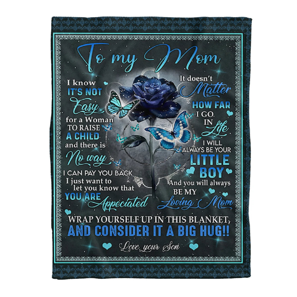 To My Mother How Far I Go In Life Fleece Blanket Gift For Family,Birthday,Parents,Mother,Mom Gift Home Decor Bedding Couch Sofa Soft And Comfy