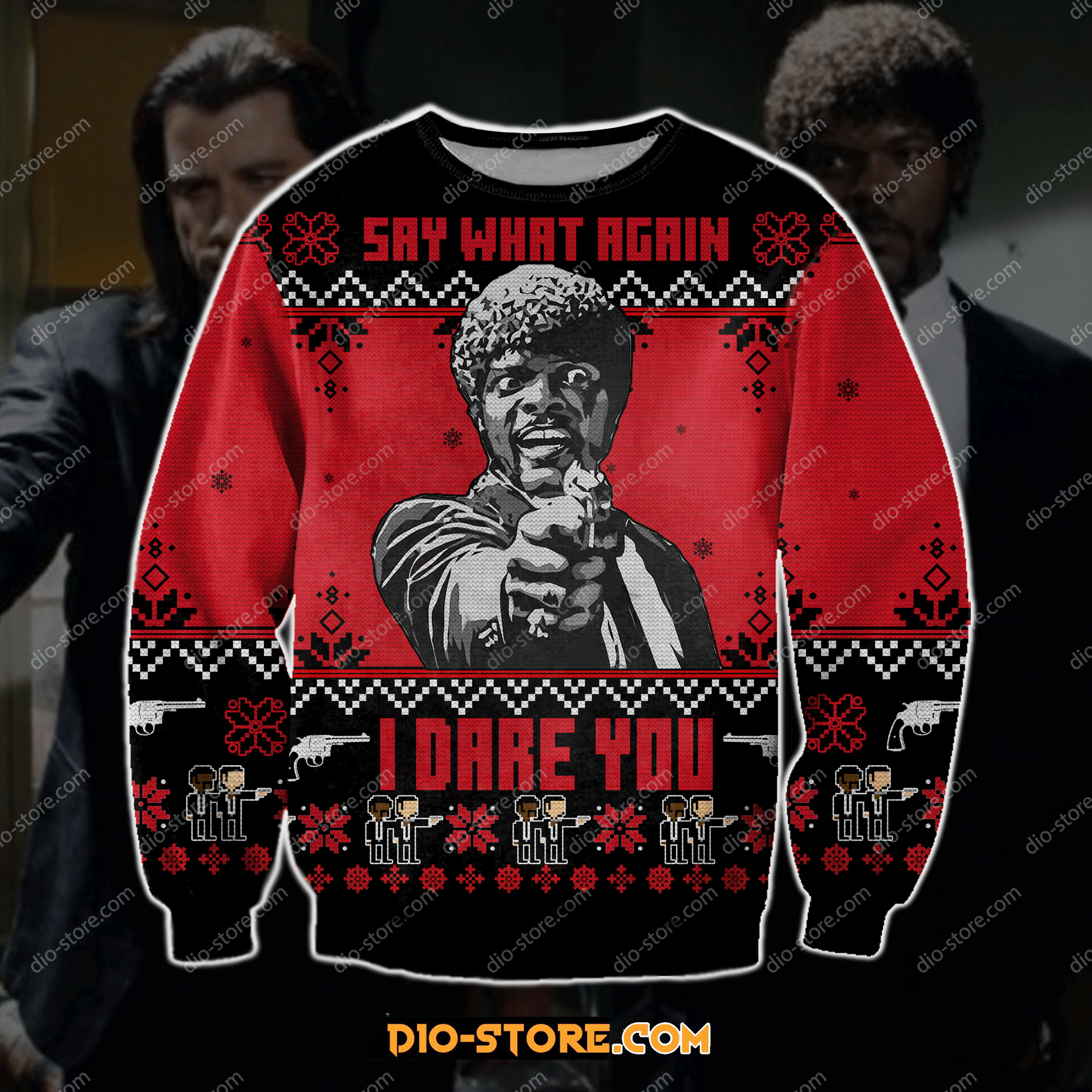 Pulp Fiction Ugly Christmas Sweater, All Over Print Sweatshirt Thanksgiving Day 2022 Gift