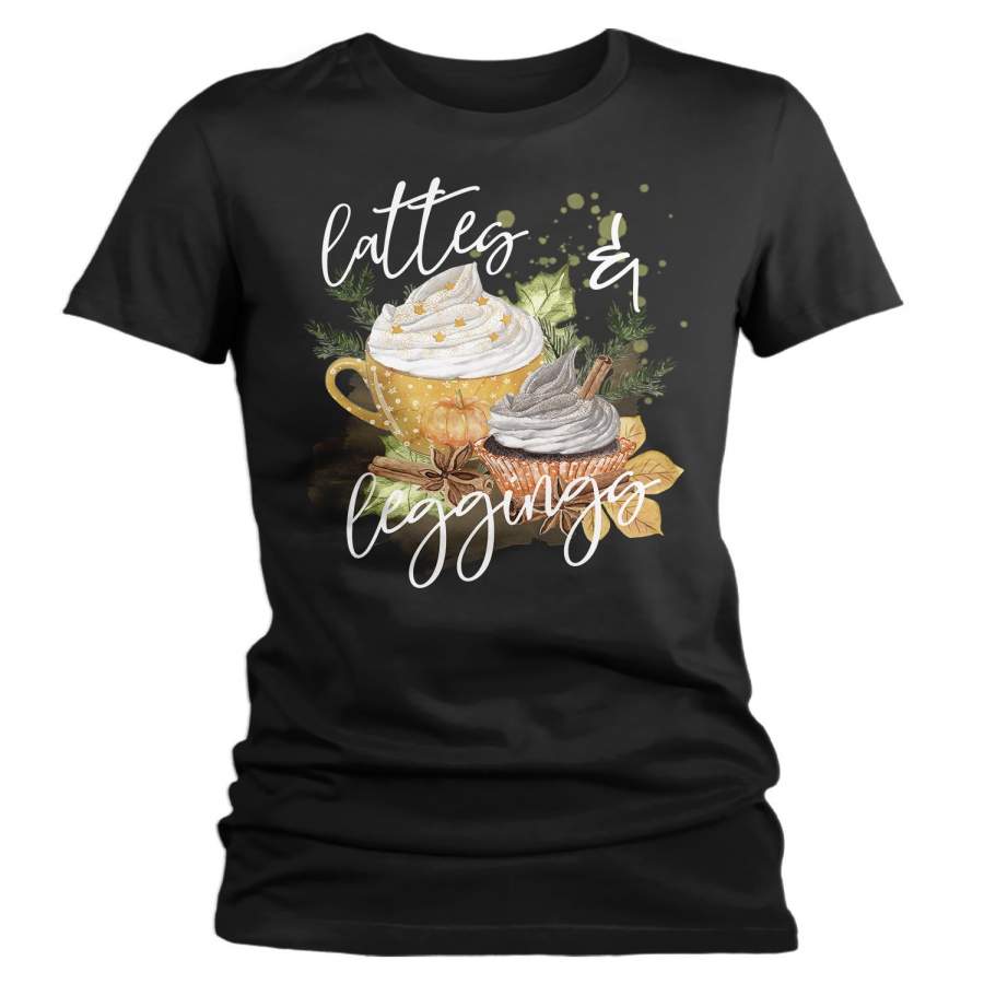 Women’s Pumpkin Spice T Shirt Lattes & Leggings Shirt Pumpkin Spice Shirts Latte Cute Watercolor Fall Shirt