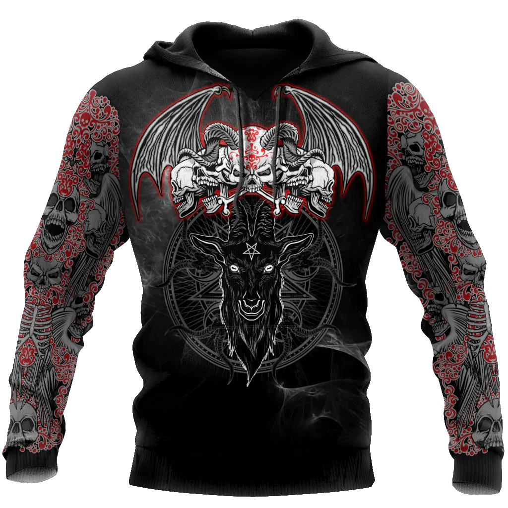 Satanic Skull Symbols Hoodie For Men And Women, 3D Satanic Hoodie For Friend