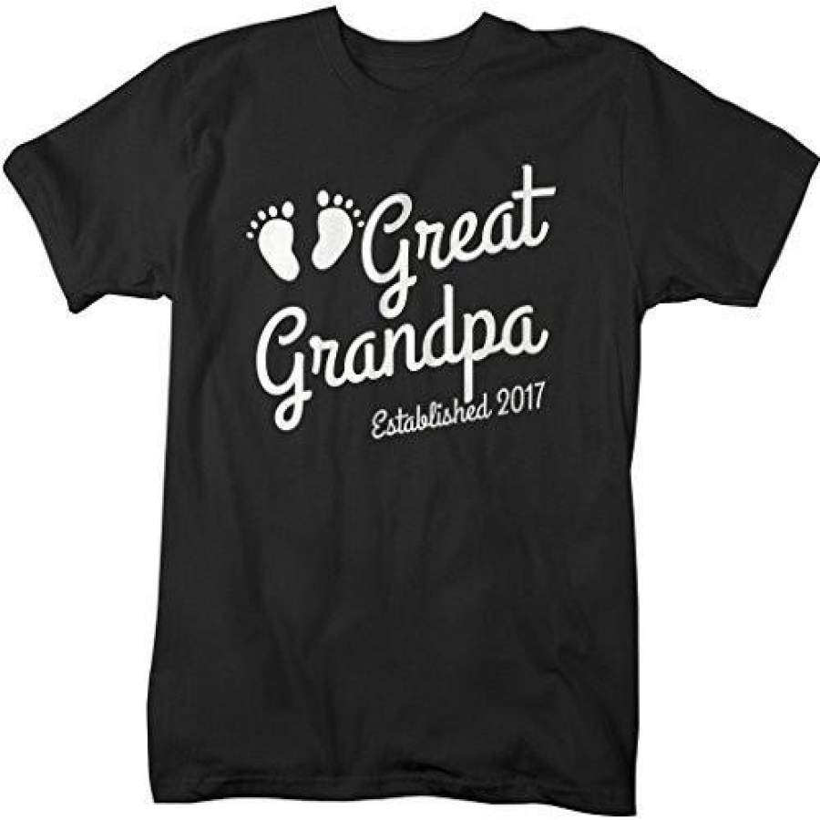 Shirts By Sarah Men’s Great Grandpa Established 2017 T-Shirt Baby Feet Cute Shirts