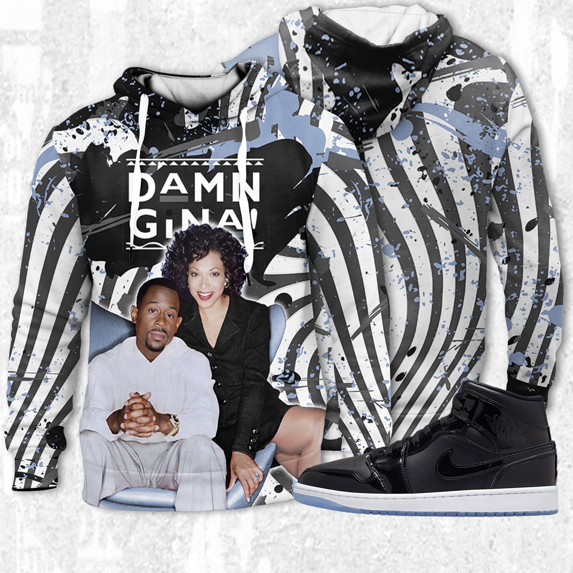 Damn Gina 3D Humor 90s Unisex Hoodie 3D match Jordan 1 Mid Space Jam Air Jordan Jordan MatchHoodie