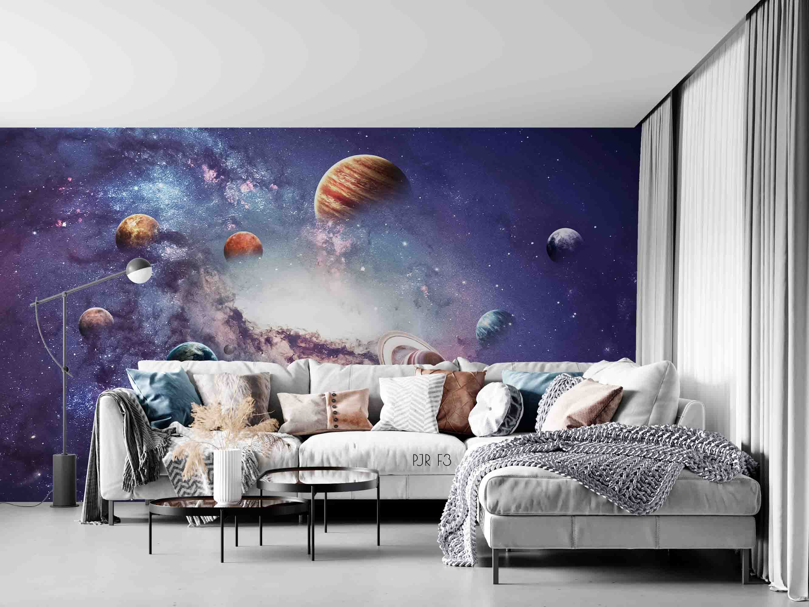 3D Space Universe Planet Blue Nebula Wall Mural Wallpaper Gd 1529