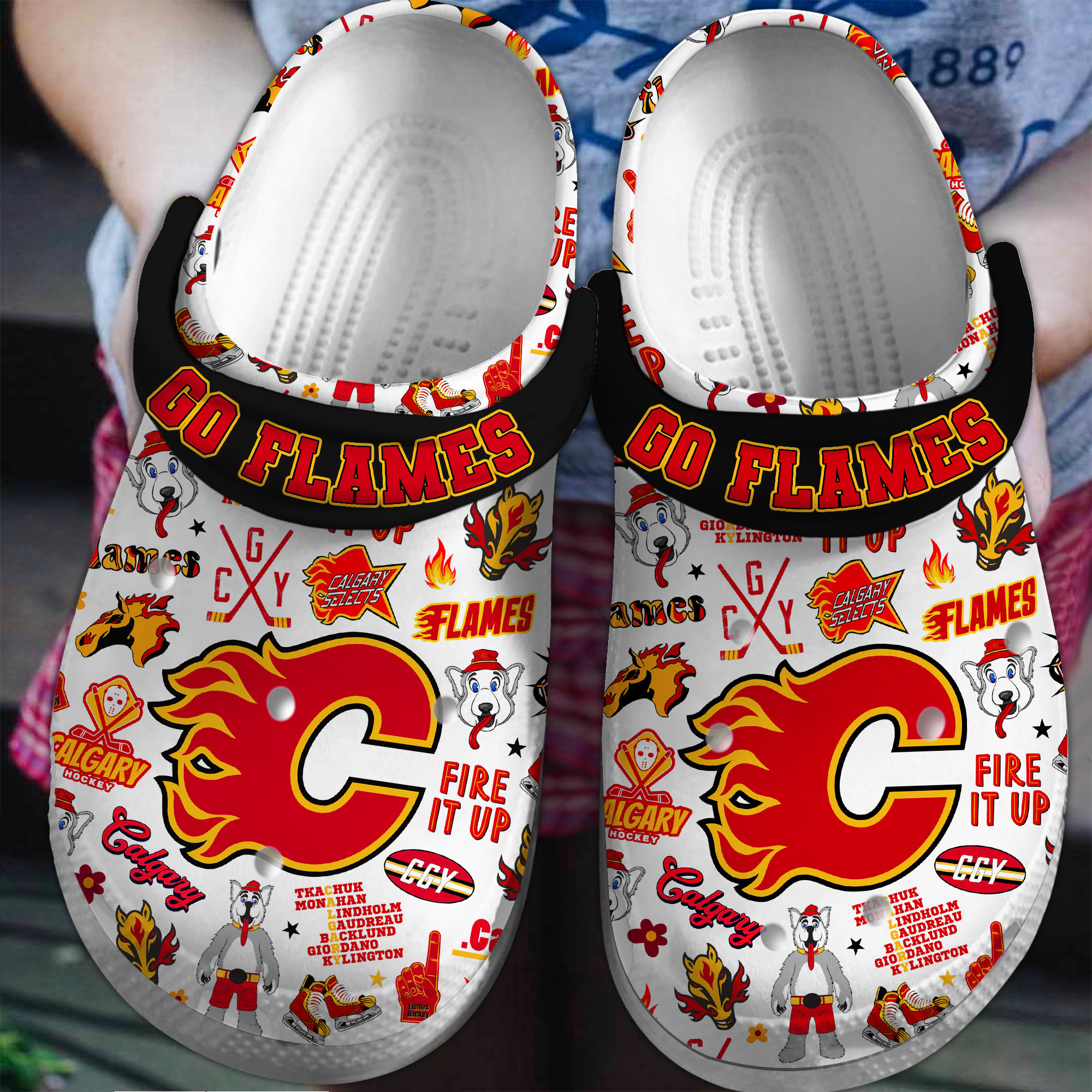 Calgary Flames NHL Sport Crocs Crocband Clogs Shoes Comfortable For Men Women and Kids